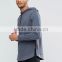 Mens Longline Curved Hem Hoodie with Side Splits Cotton Blank Sweatshirt Hoodie Fashion Streetwear Hoodie Manufacturers in China