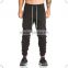 Fashion Design Black Flatlock Joggers Tapered Jogger Pants Slim Fit Men's Joggers with Zipper Pockets