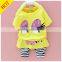 2016 wholesale S/S top+pattern legging 2 pieces pajamas set for baby girls boutique design baby girls pajamas for summer