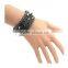 Triangular Prism Rivet Charm Bracelet Punk Style Cow Leather Bracelet