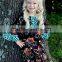 top cute children boutique dress for fall little gril cartoon stripe polka dot dress