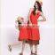 2015 New design of orange linen cotton Mommy and Me party dress for Hallowmas Party clothes