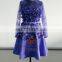 Organza Petals Lace Prom Dress HMY-D107 New Arrival Long Sleeve High Neck Purple Homecoming Dress