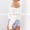 Wholesale Promation Womens White Pullover Sexy V Neck Cable Knit Sweater