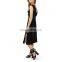 Wholesale Women Clothes Sexy Black Color Lace Trim Flutter Sleeve Midi Dress