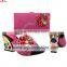 Very Popular TSH-304 Pink matching italian shoes and bags set for lady