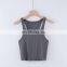 Wholesale Ladies blank rib merrow edge sexy women's summer U neck basic cotton crop top