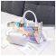 FANLOSN Set 2PCS Luxury Pink Laser Clutch Bag purses and handbags for women jellyy PVC transparent handbags Girl Chain Shoulder