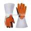 Handlandy durable customized loog sleeve split deerskin fleece welder gauntlet anti silp working leather safety gloves