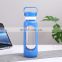 Personalized Glass Crystal Water Bottle Clear High Borosilicate Glass Bottles With Handle And Bottle Sleeve