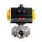 COVNA 2 inch 3 Way T Port NPT Threaded CF8M Stainless Steel Pneumatic Actuated Ball Valve