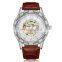 SEWOR 201707 Casual Luxury Automatic Mechanical Golden Skeleton Steampunk Business Male Watch Leather Strap watches