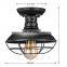 2021 Vintage Metal Cage Pendant Lighting Semi Flush Mounted Iron Ceiling Light Lamp Hanging Chandelier