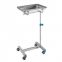 Adjustable Height Stainless Steel Medical Trolley Surgical Tray Stand Mayo Table with Wheel