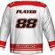 100% polyester breathable ice hockey jersey with red shoulders