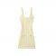 European and American women's elastic knitted button embellished suspender short dress