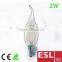 2016 new product hot selling! c35 2w e14 220v-240v dimmable led bulbs 2w e14 with CE&RoHS 2Years Warantty 4000k