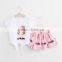 2016 korean style latest design kids wear dress set baby girl shirt and skirt set