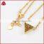 A glittering semiprecious-drusy druzy triangle centers a delicate chain-link necklace perfect for wearing