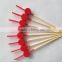 Art bamboo food sticks with red wooden ball /bamboo skewer for decoration