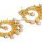 Indian Ethnic Traditional Pearl Drop Gold Plated Polki Earring For Women