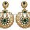 Indian Antique Gold Plated Earrings With Tikka For Women