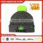 Black Pink Knit Beanie Hat With Top Ball