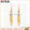 Wholesale gold plated long chain tassel earrings with gemstone