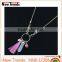 New design pink crystal pendant pink tassle chain necklace