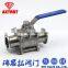 Clamped end 3pc thread stainless steel ball valve with handles