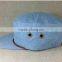 Wholesale Custom Sky denim cap, flat top captain c ap,flat top army cap