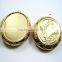 30x40mm gold plated brass oval big bezel tray setting photo locket pendant charm DIY supplies 1126005