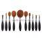 2016 Factory Offer WholeSale OEM New Fashion Girls Tops 10 Oval Make up brush Set Cosmetic Toothbrush Makeup Brush