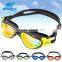2015 New Panoramic Silicone Adult Swimming Goggles with Red Mirrored lens (MM-7203)