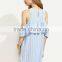 stripe cold shoulder summer casual dresses women summer