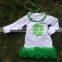 Baby Girls Shamrock Dress st Patrick Girls Cotton Dress With Matching Chunky Necklace and Bow Set