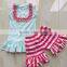 2015 Fashion Latest Cotton Little Girls Boutique Remake Clothing Sets Size 0-8T QL-321