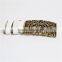 Cowhide Leather Belt Waistband Rectangle Antique Bronze White Flower Leaves Carved