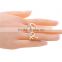 Gold-plated Rhinestone Cool Knuckle double Finger Rings