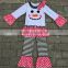 Kids fancy 2016 baby christmas snowman outfits girls polka dots bib dress sets chirldren boutique clothing latest design