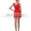 OEM service Sheath Halter Knee Length Mikado Cocktail Party Homecoming Prom Dress Red Ruffling Formal Dress
