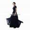 Elegant Long Gown Romantic Black Short Sleeve V-line Floor Length Zipper Chiffon Women Prom Dress