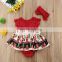 Christmas Girls Romper Dress + headband Baby Red Santa Ruffles Sleeveless Party Romper 0-24M