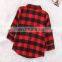 Christmas Boy Girl T-shirt Grid Tops Autumn Winter Children Red Long sleeve Tees Holiday Kids Clothing