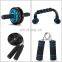 6-in-1 AB Wheel Roller Kit Upgraded with Core Sliders Push-Up Bar Jump Rope Hand Gripper and Knee Pad for Home Gym Workout