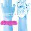 Reusable Silicone Dishwashing Gloves, Pair of Rubber Scrubbing Gloves for Dishes, Wash Cleaning Gloves With Sponge Scrubbers