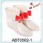 Red bow girls low heel waterproof ankle rain boots