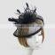 New Arrival Fashion Black Sinamay Base Fascinator Hat With Feather