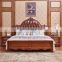 Antique hand carved bed luxury top quality European style bedroom furniture classical leather bed