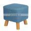 Padded Footstools Ottoman Foot Rest with Wooden Legs Linen Fabric Cover